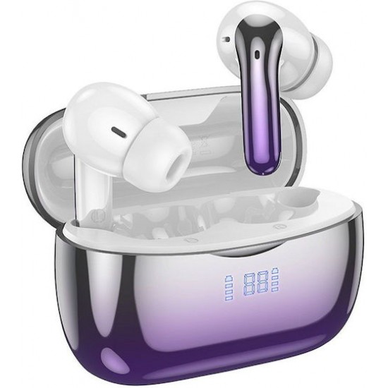 Hoco EQ16 Shine In-ear Bluetooth Handsfree Ακουστικά με Θήκη Φόρτισης Purple Glaze