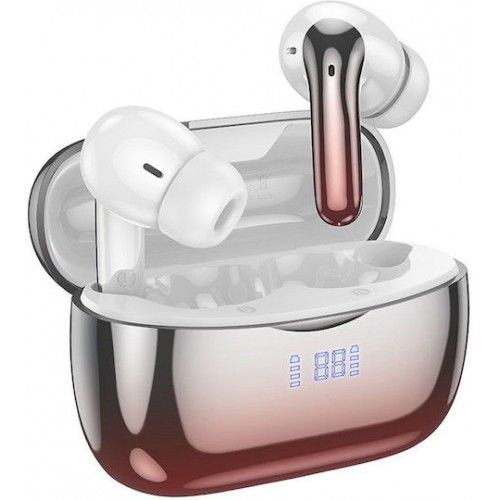 Hoco EQ16 Shine In-ear Bluetooth Handsfree Ακουστικά με Θήκη Φόρτισης Red Glaze