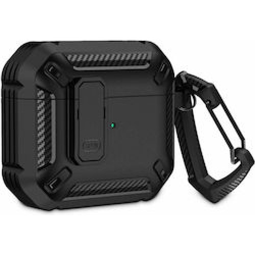 Tech-Protect X-Carbo Θήκη Πλαστική με Γάντζο σε Μαύρο χρώμα για Apple AirPods Pro