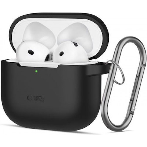Tech-Protect Silicone Hook Θήκη Σιλικόνης Μαυρο με Γάντζο για Apple AirPods 4