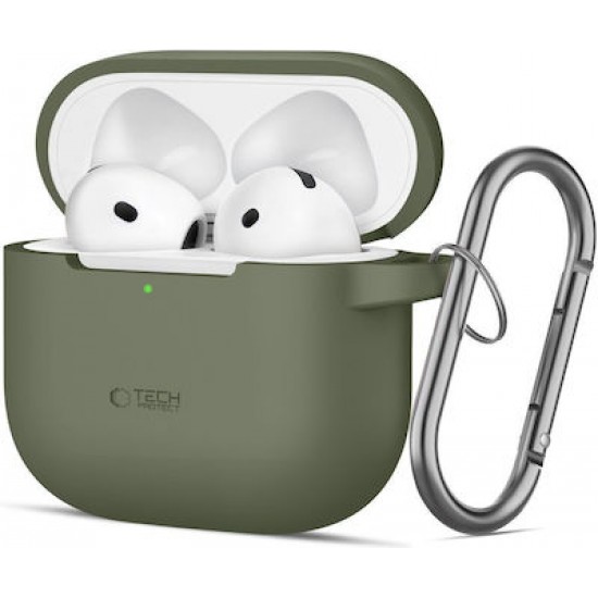 Tech-Protect Silicone Hook Θήκη Σιλικόνης Matte Olive με Γάντζο για Apple AirPods 4