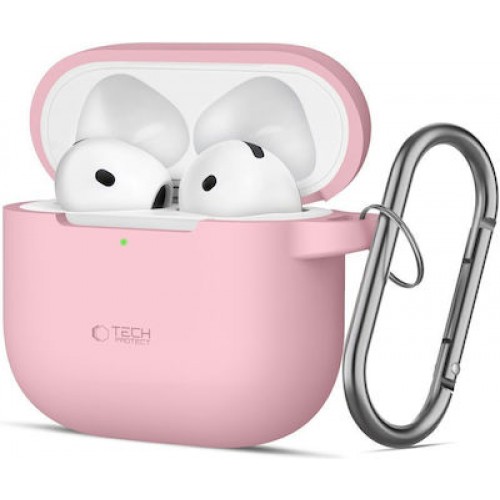 Tech-Protect Silicone Hook Θήκη Σιλικόνης Matte Ροζ με Γάντζο για Apple AirPods 4