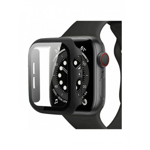 Tech-Protect Defense 360 Πλαστική Θήκη με Τζαμάκι σε Μαύρο χρώμα για το Apple Watch 45mm