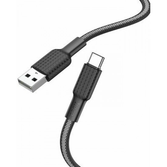 Hoco X69 Jaeger Braided USB 2.0 Cable USB-C male - USB-A male Μαύρο 1m