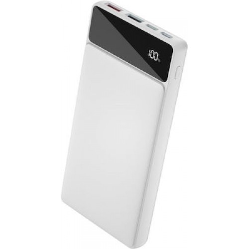 XO PR132 Power Bank 10000mAh 22.5W με 2 Θύρες USB-A και Θύρα USB-C Λευκό