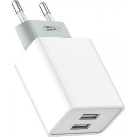 XO Φορτιστής Χωρίς Καλώδιο με 2 Θύρες USB-A Quick Charge 3.0 Λευκός (L65)