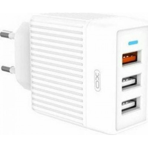 XO Φορτιστής Χωρίς Καλώδιο με 3 Θύρες USB-A 30W Quick Charge 3.0 Λευκός (L58)
