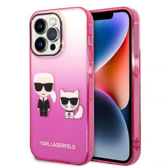 Karl Lagerfeld Ikonik Karl & Choupette Back Cover Πλαστικό Pink Gradient (iPhone 14 Pro)