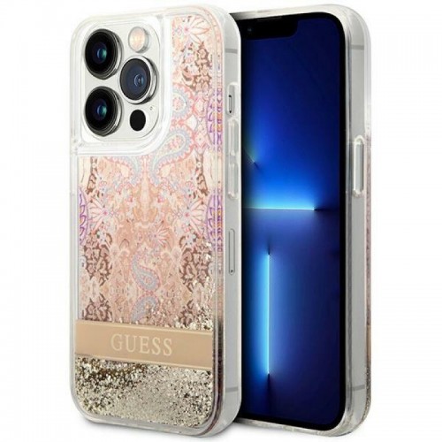 Guess Liquid Glitter Paisley Back Cover Σιλικόνης Χρυσό (iPhone 14 Pro Max)