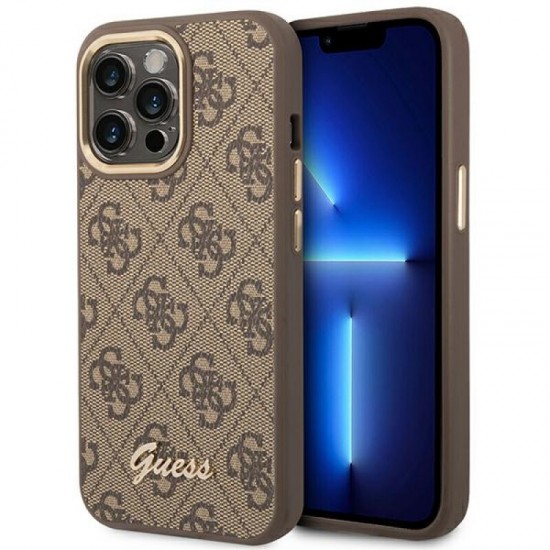 Guess Vintage Gold Logo Back Cover Πλαστικό Καφέ (iPhone 14 Pro)