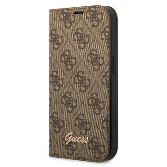 Guess 4G Metal Camera Outline Book Δερματίνης Brown (iPhone 14 Pro Max)