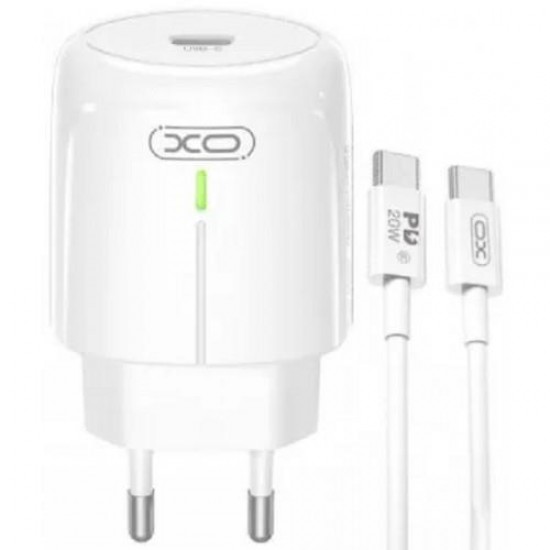 XO Φορτιστής με Θύρα USB-C και Καλώδιο USB-C 20W Power Delivery / Quick Charge 2.0 Λευκός (L113)