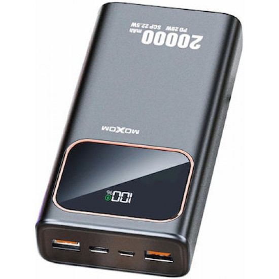 MX-PB64 Power Bank 20000mAh 22.5W με 2 Θύρες USB-A Power Delivery / Quick Charge 4.0 Μαύρο