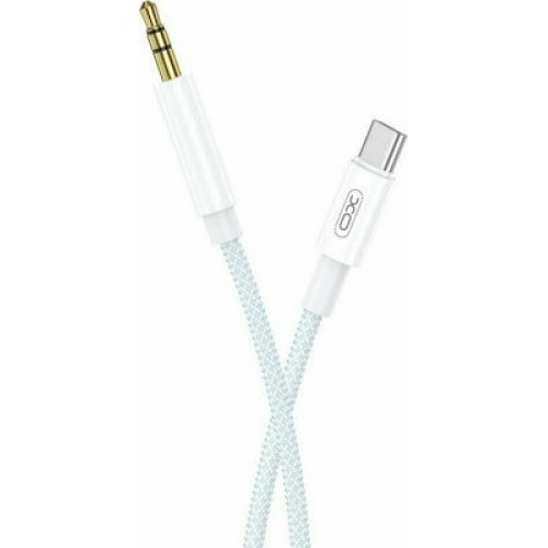 XO NB-R211B Braided USB 2.0 Cable USB-C male - 3.5mm male Λευκό 1m