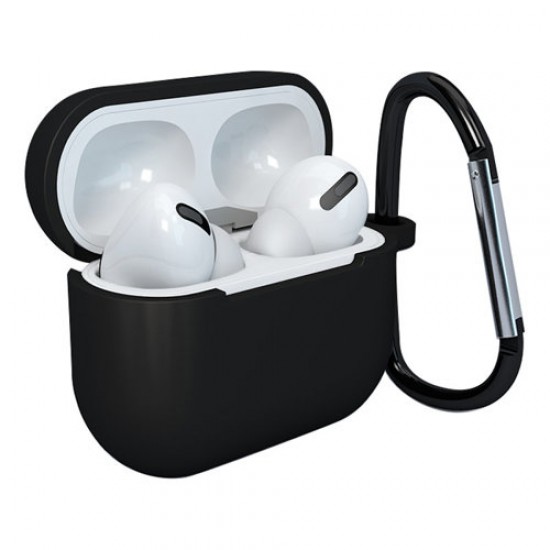 Θήκη ακουστικών Apple AirPods 3 από μαλακή σιλικόνη + μαυρο γάντζος με κλιπ (θήκη D)
