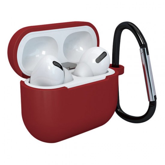 Θήκη ακουστικών Apple AirPods 3 από μαλακή σιλικόνη + κοκκινο γάντζος με κλιπ (θήκη D)