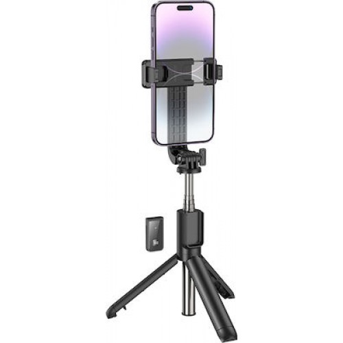 Borofone BY11 Happy Selfie Stick Τρίποδο Κινητού με Bluetooth Μαύρο