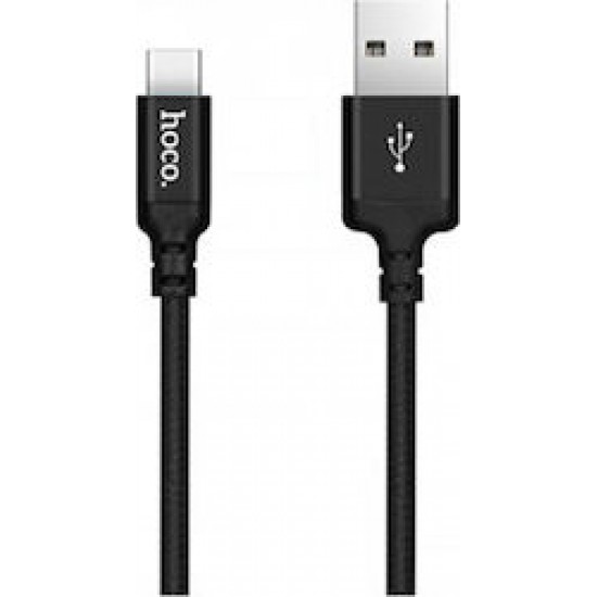 Hoco X14 Times Speed Braided USB-A to Type C Cable Μαύρο 2m (HOC-X14i-BK2)