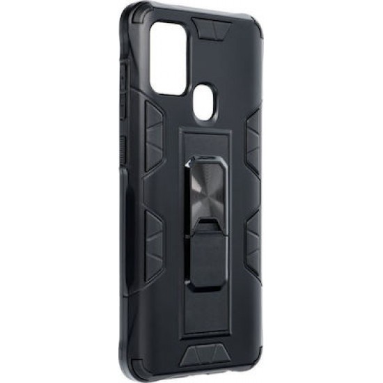Forcell Defender Back Cover Πλαστικό / Σιλικόνης Μαύρο with Kickstand (Galaxy A21s)