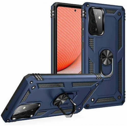 Samsung Galaxy A52 / A52s Hybrid Shockproof Armor Case Metal Rotating Ring Car Mount Holder BLUE (oem)