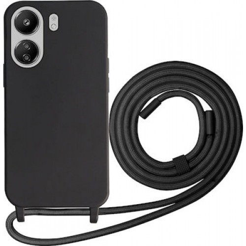 Techsuit Back Cover με Λουράκι Μαυρο (Redmi 13C / Poco C65)