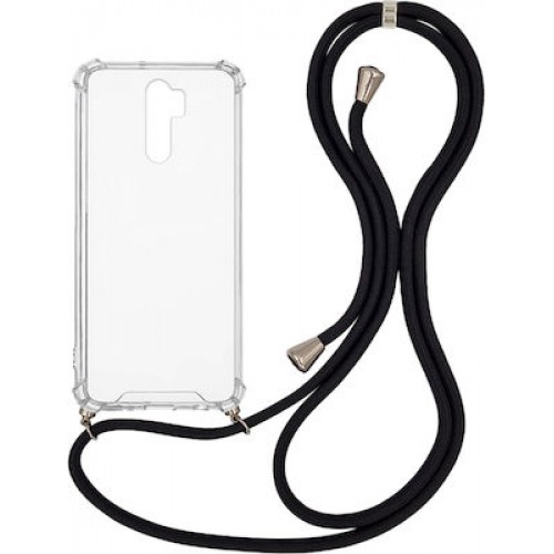 Sonique Armor Back Cover Σιλικόνης με Λουράκι Ανθεκτική Διάφανο / Μαύρο (Redmi 9)