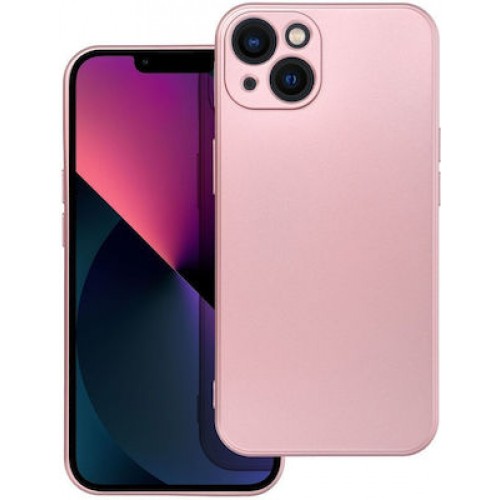 Forcell Metallic Back Cover Μεταλλική / Σιλικόνης Ροζ (iPhone 14/15)