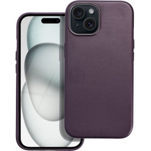 Κάλυμμα Mag Πίσω κάλυμμα Δερμάτινο σκούρο βιολετί (IPHONE 15)