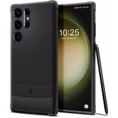 Spigen Rugged Armor Back Cover Σιλικόνης Ανθεκτική Matte Black (Galaxy S23 Ultra)