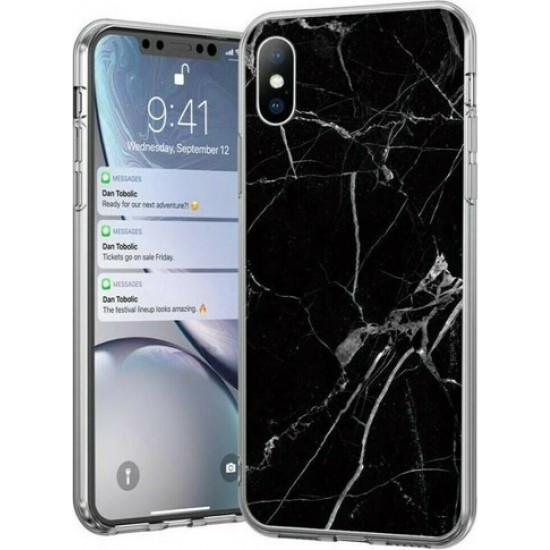 Wozinsky Marble Back Cover Σιλικόνης Μαύρο (iPhone X / Xs)
