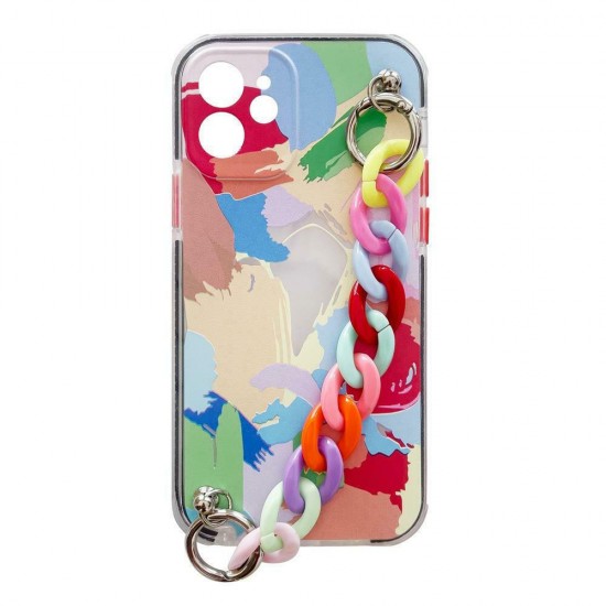 Hurtel Color Chain Flexible Back Cover Πλαστικό / Σιλικόνης με Λουράκι Πολύχρωμο (iPhone 12 Pro)