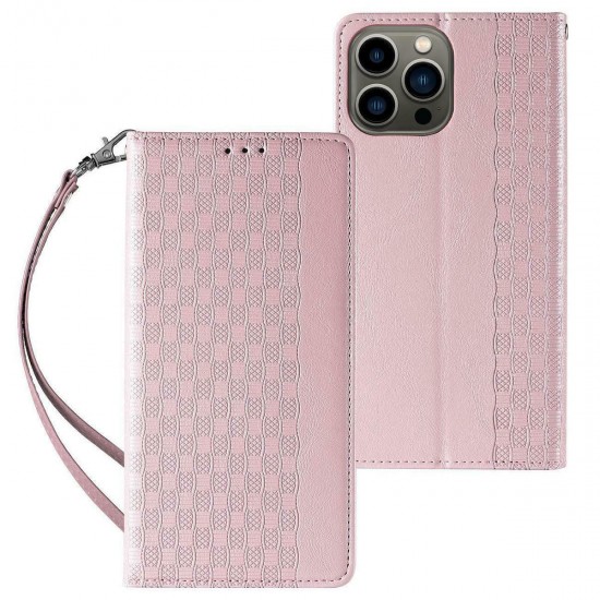 Hurtel Magnet Strap Wallet Δερματίνης Ροζ (iPhone 13 Pro)