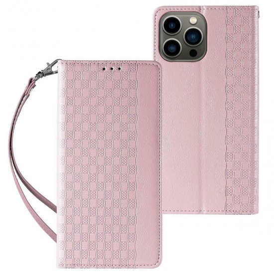 Hurtel Magnet Strap Wallet Δερματίνης Ροζ (iPhone 12 / 12 Pro)