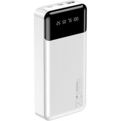 XO PR192 Power Bank 20000mAh 20W με Θύρα USB-A και Θύρα USB-C Power Delivery Λευκό
