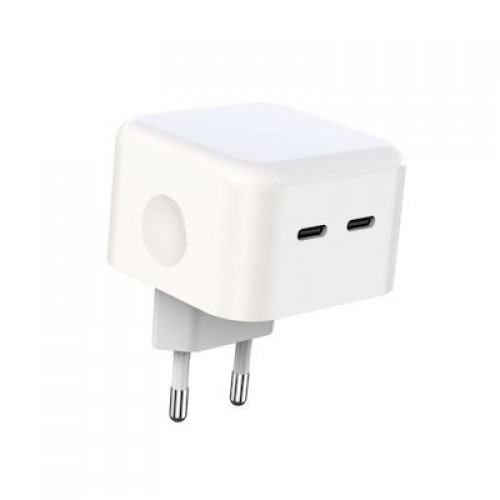 XO Φορτιστής Χωρίς Καλώδιο με 2 Θύρες USB-C 35W Power Delivery Λευκός (L102)