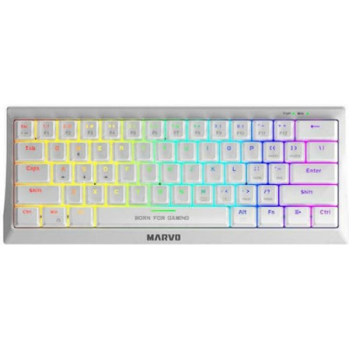 Marvo KG962 Gaming Μηχανικό Πληκτρολόγιο 60% με Custom Blue διακόπτες και RGB φωτισμό (Αγγλικό US) Λευκό