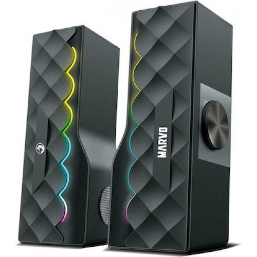 Marvo SG-280 Ασύρματα Ηχεία Υπολογιστή 2.0 με RGB Φωτισμό και Bluetooth Ισχύος 3W σε Μαύρο Χρώμα
