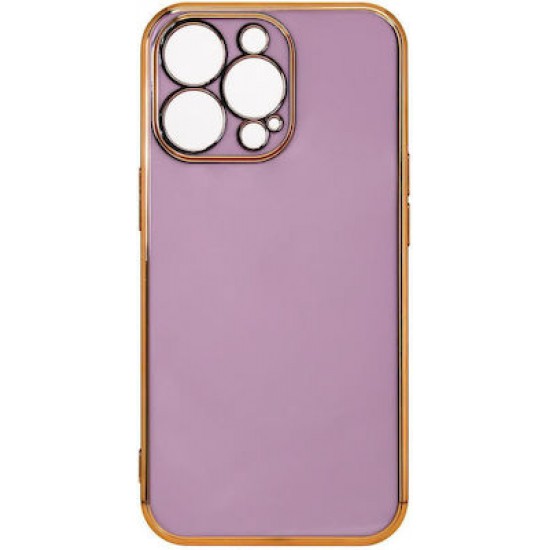 Hurtel Lighting Color Gold Frame Back Cover Σιλικόνης Μωβ (iPhone 12 Pro)