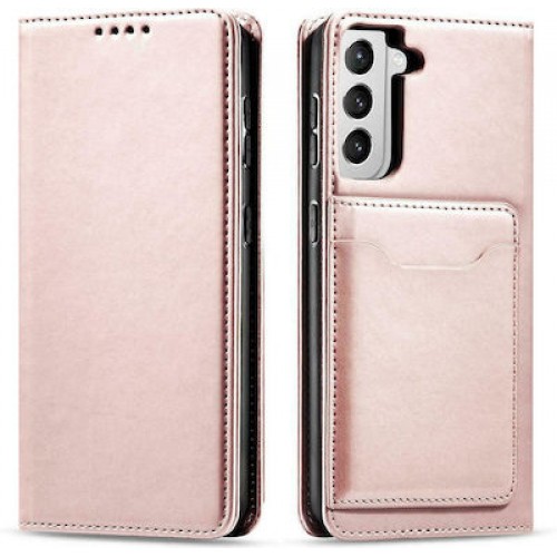 Hurtel Magnet Card Wallet Δερματίνης Ροζ (Galaxy S22+ 5G)