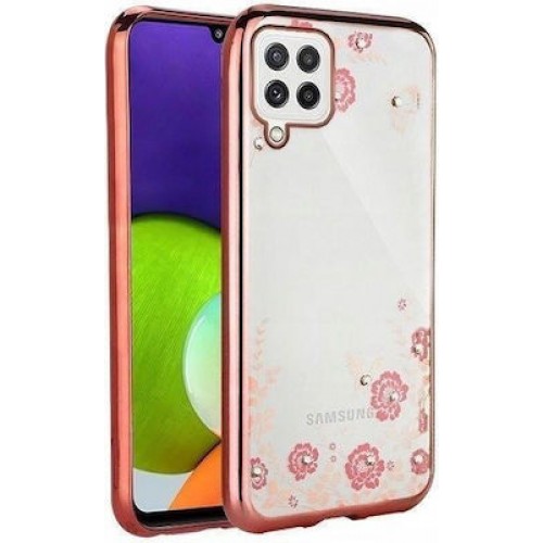 Diamond Flower Back Cover Σιλικόνης Ροζ Χρυσό ( Galaxy A22 4G )