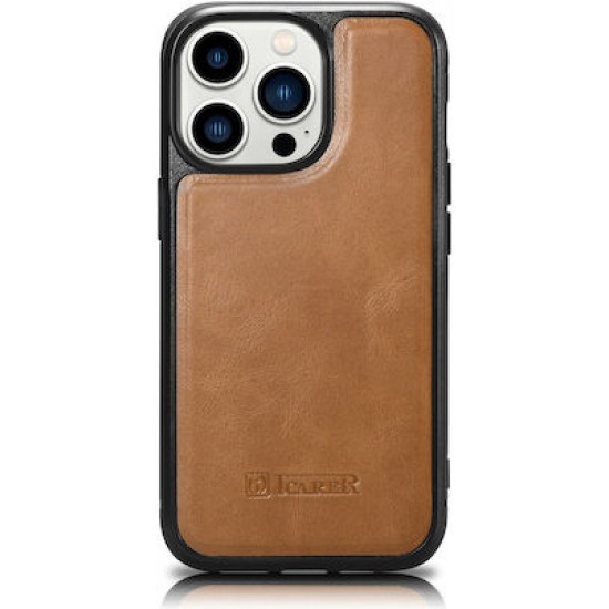 iCarer Oil Wax Back Cover Δερμάτινο Καφέ (iPhone 14 Pro)