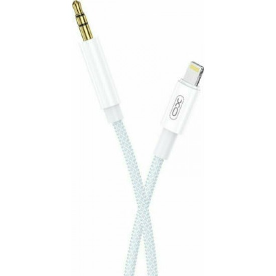 XO NBR211A Braided 3.5mm to Lightning Cable Λευκό 1m