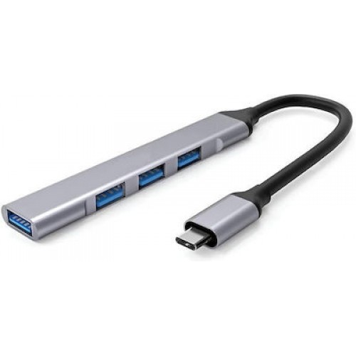 Green Lyca USB 3.0 Hub 4 Θυρών με σύνδεση USB-C Πράσινο