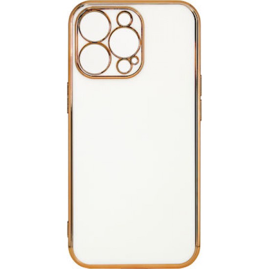 Hurtel Lighting Color Gold Frame Back Cover Σιλικόνης Λευκό (iPhone 13 Pro Max)