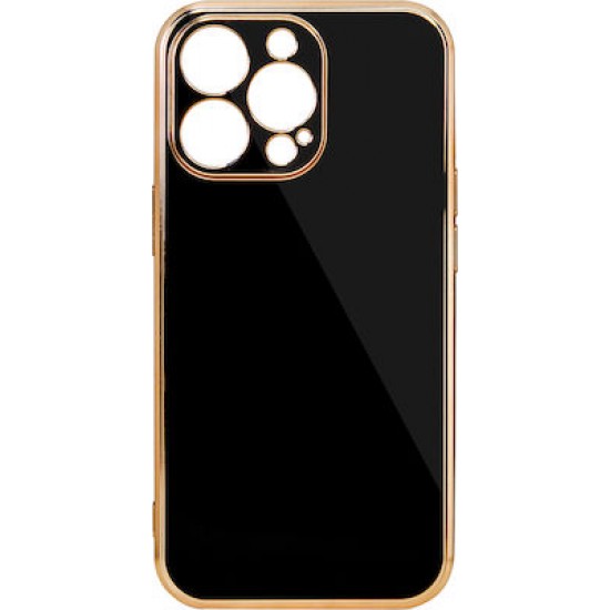Hurtel Lighting Color Gold Frame Back Cover Σιλικόνης Μαύρο (iPhone 13 Pro)
