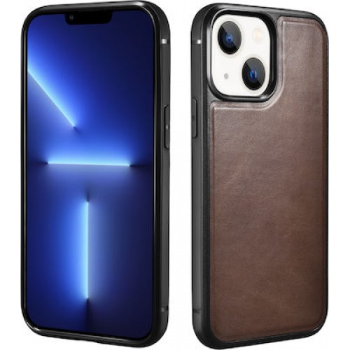 iCarer Leather Oil Wax Back Cover Δερμάτινο Καφέ (iPhone 14)