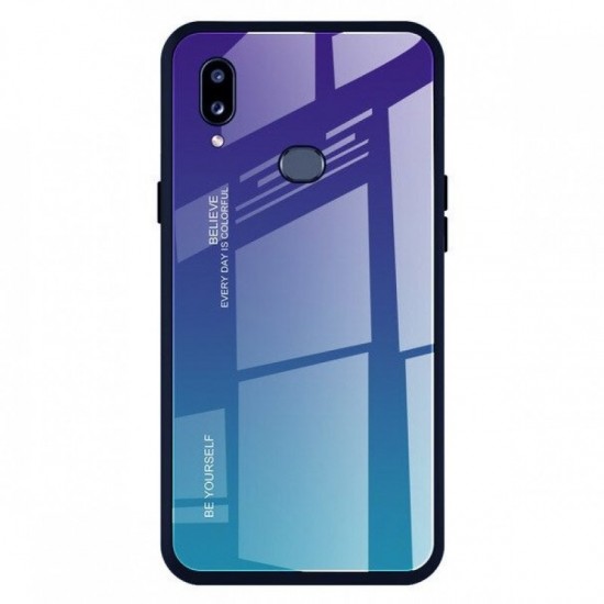 Gradient Glass Durable Cover with Tempered Glass Back Samsung Galaxy A20e πράσινο-μοβ