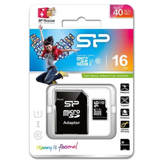 Κάρτα Μνήμης Micro SD με Αντάπτορα Silicon Power SDHC Μαύρο 16GB