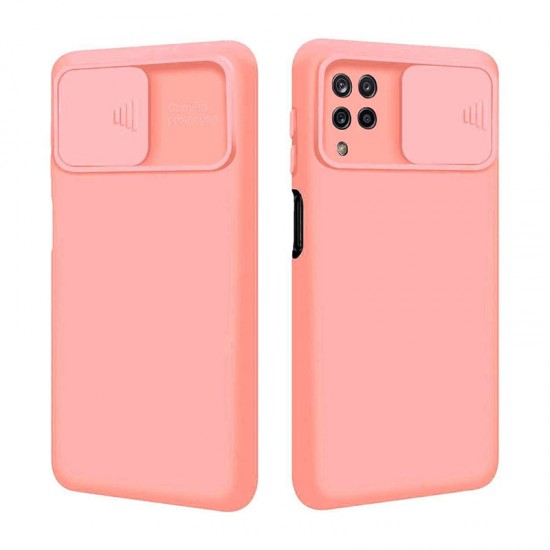 Oem Θήκη Σιλικόνης Matt Με Προστασία Κάμερας Για Samsung Galaxy A12 / M12 / F12 Ροζ