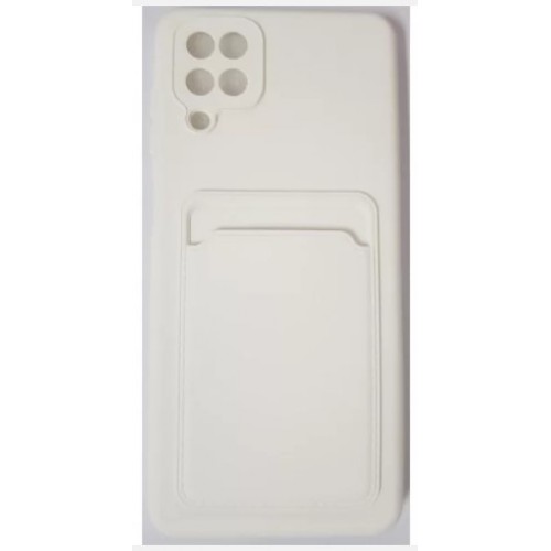 Oem Θήκη Σιλικόνης Με Υποδοχή Κάρτας Για Samsung Galaxy A12 / M12 / F12 Άσπρο